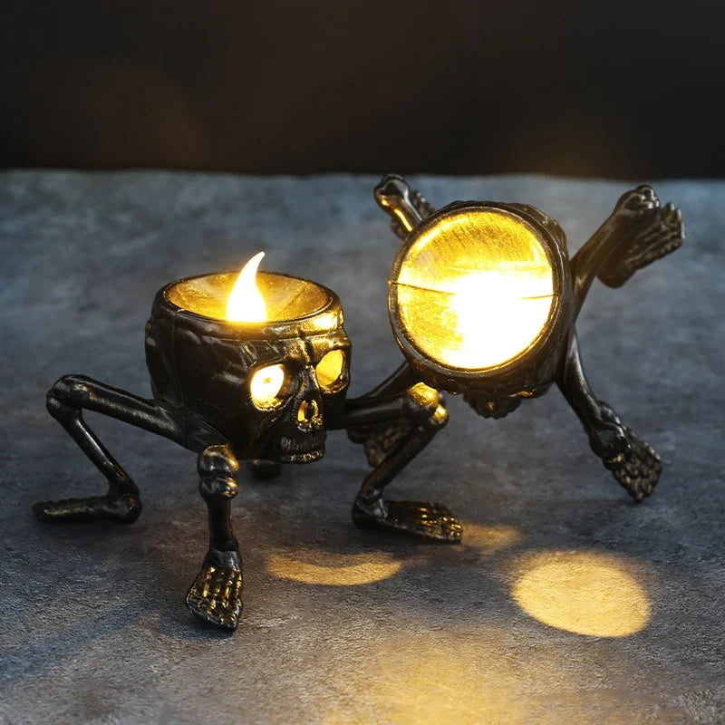 Halloween LED Candle Flickering Battery-Operated Skeleton & Skull Designs