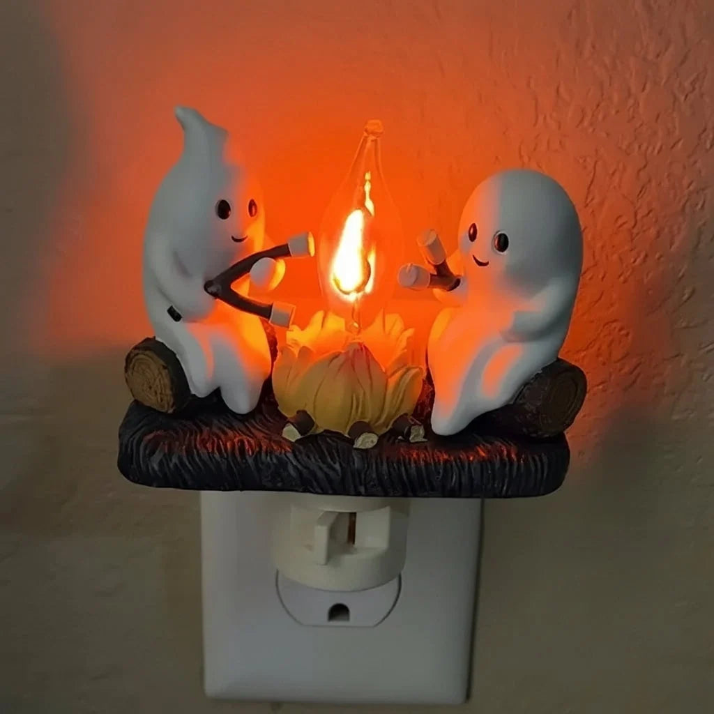Halloween Night Light Ghost Campfire Warm LED Plug-In