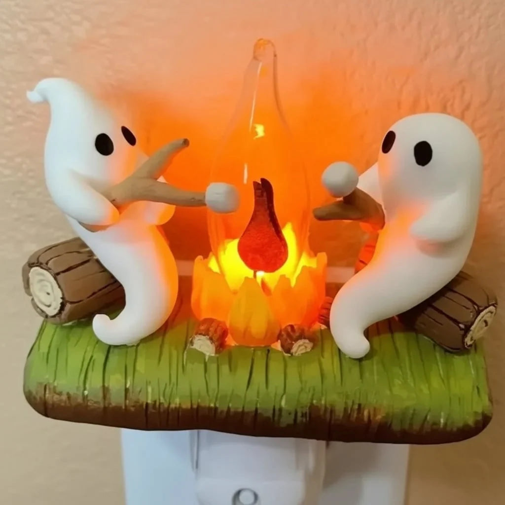Halloween Night Light Ghost Campfire Warm LED Plug-In