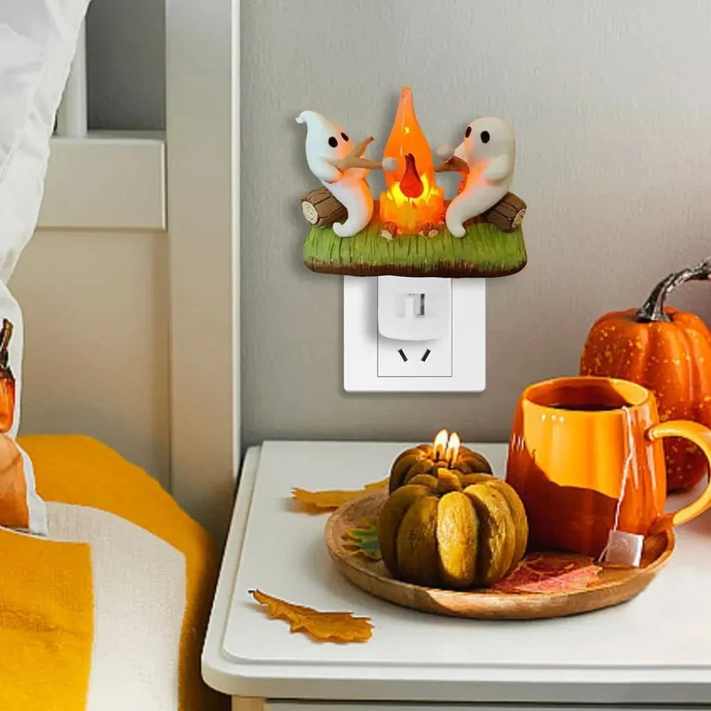 Halloween Night Light Ghost Campfire Warm LED Plug-In