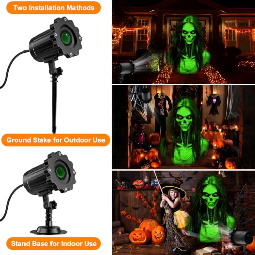 Halloween Projector Light Moving 3D Green Skull Ghost IP55 Weather-Resistant