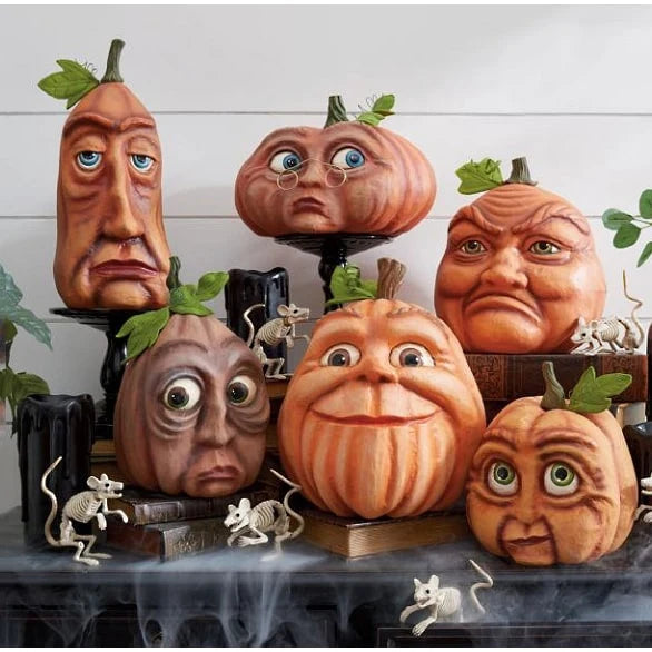 Halloween Pumpkin Decoration Hand-Painted Resin Expressive Face