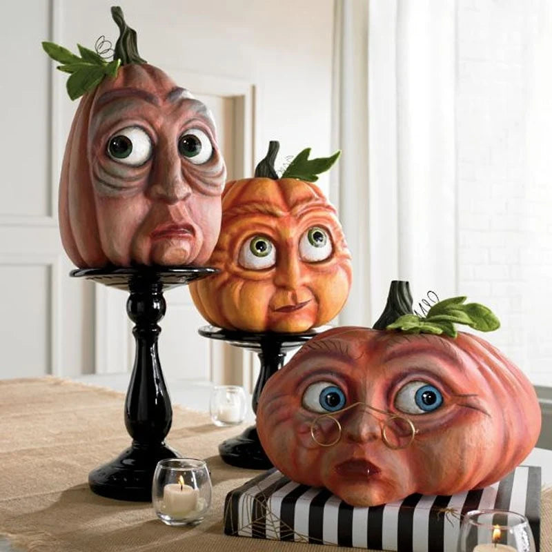 Halloween Pumpkin Decoration Hand-Painted Resin Expressive Face