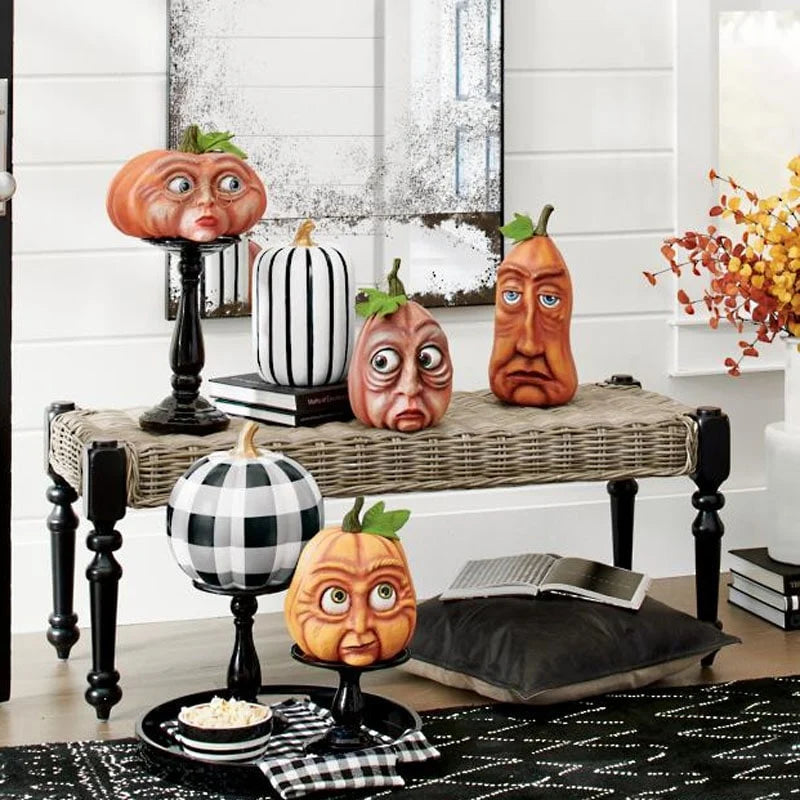 Halloween Pumpkin Decoration Hand-Painted Resin Expressive Face