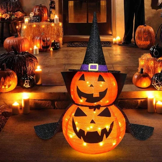 Halloween Pumpkin Decorations Lighted Collapsible Set of 2