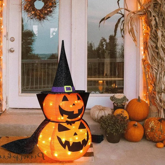 Halloween Pumpkin Decorations Lighted Collapsible Set of 2