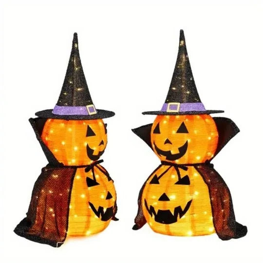 Halloween Pumpkin Decorations Lighted Collapsible Set of 2