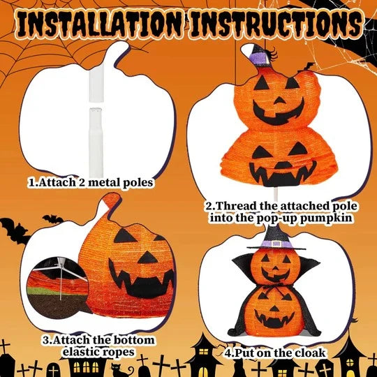 Halloween Pumpkin Decorations Lighted Collapsible Set of 2