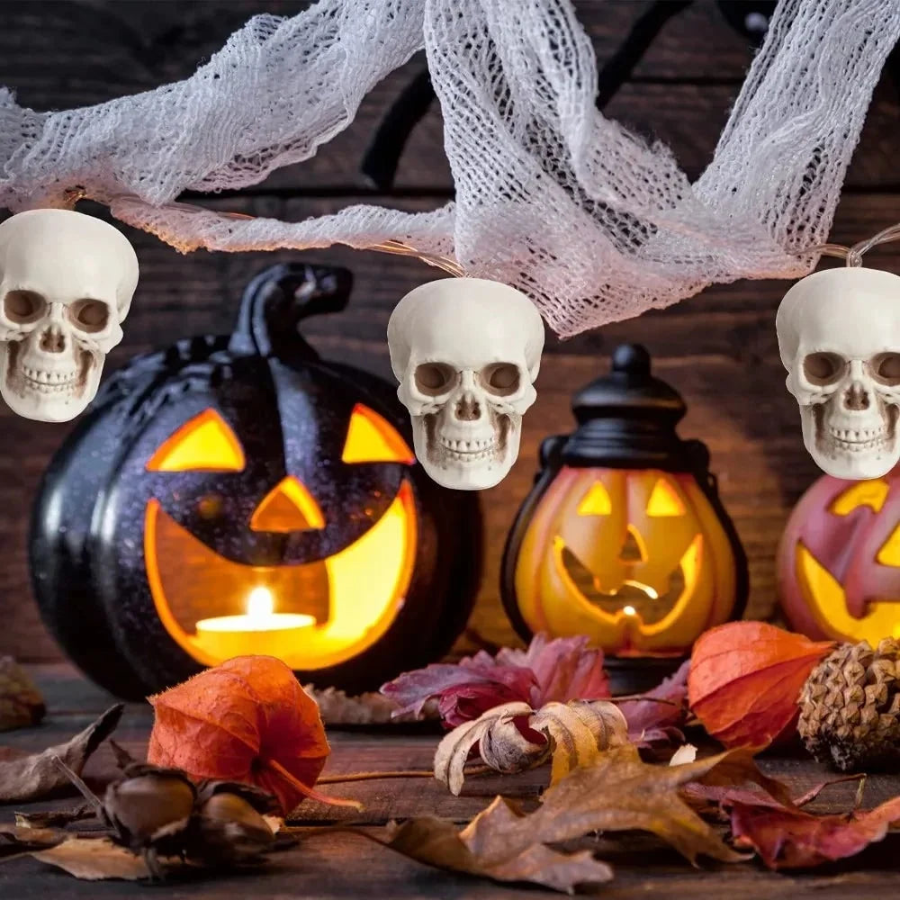 Halloween Skull Decorations Weather-Resistant Weathered Bone Finish
