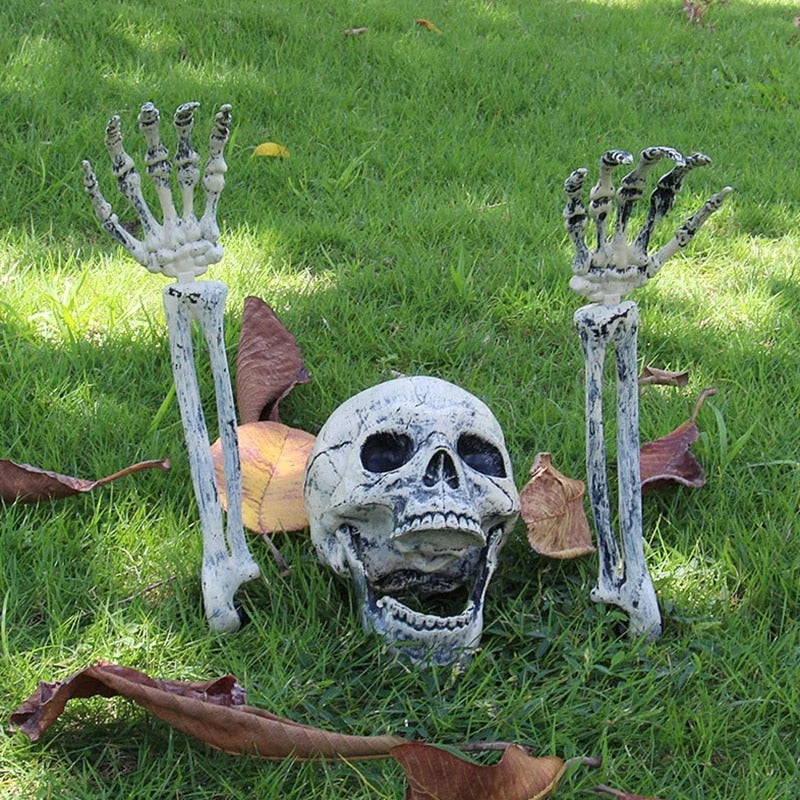 Halloween Skull & Skeleton Hand Decorations Lightweight Plastic Outdoor-Ready
