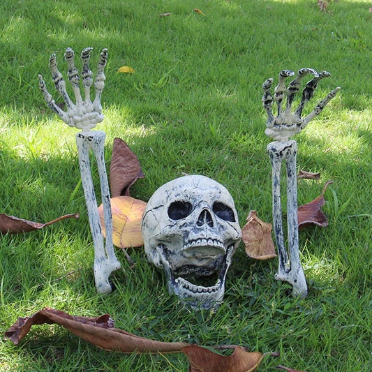 Halloween Skull & Skeleton Hand Decorations Lightweight Plastic Outdoor-Ready
