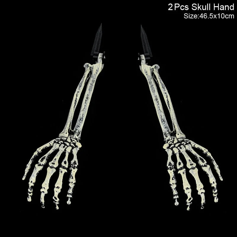 Halloween Skull & Skeleton Hand Decorations Lightweight Plastic Outdoor-Ready