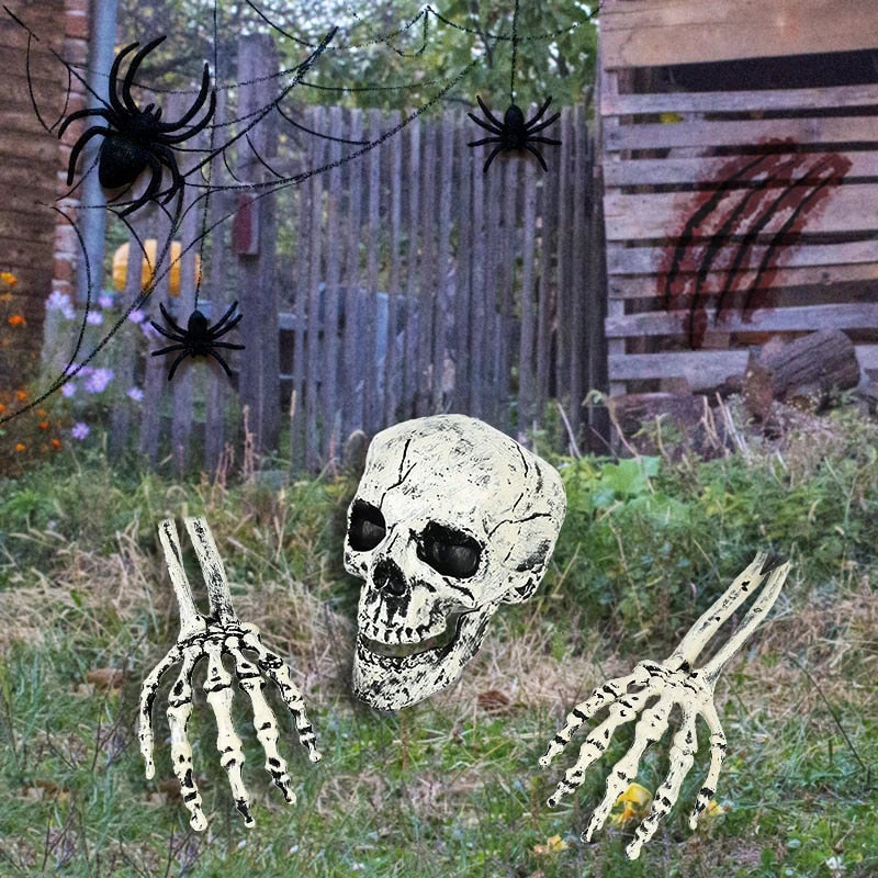 Halloween Skull & Skeleton Hand Decorations Lightweight Plastic Outdoor-Ready