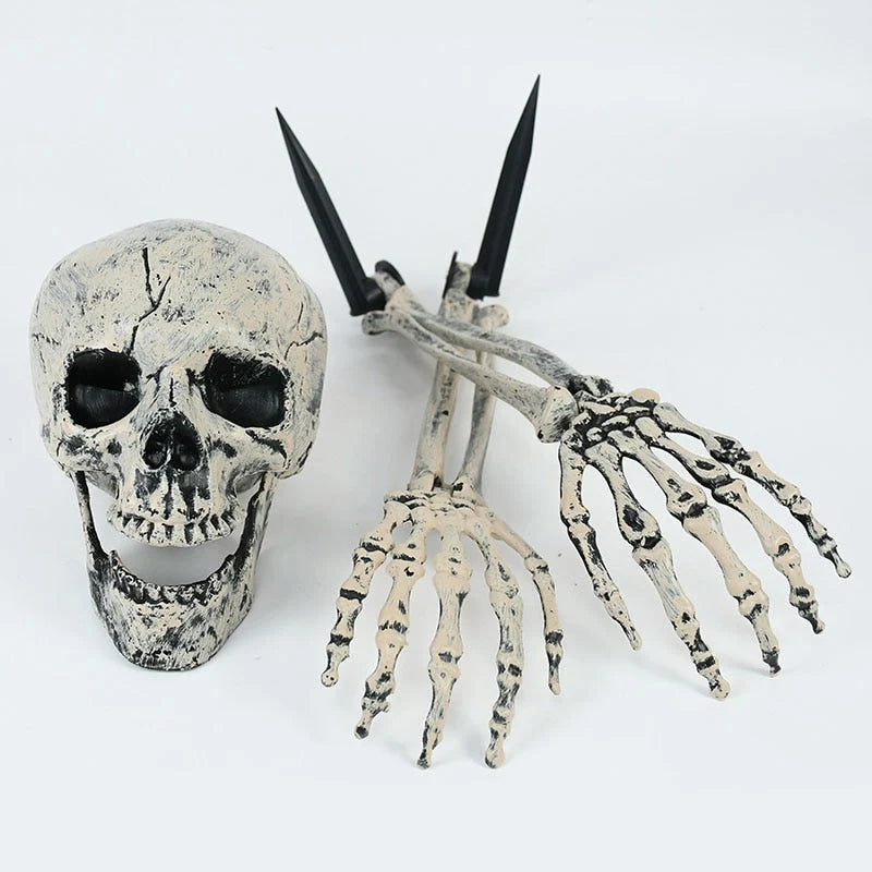 Halloween Skull & Skeleton Hand Decorations Lightweight Plastic Outdoor-Ready