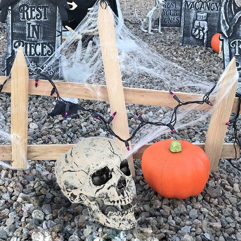 Halloween Skull & Skeleton Hand Decorations Lightweight Plastic Outdoor-Ready