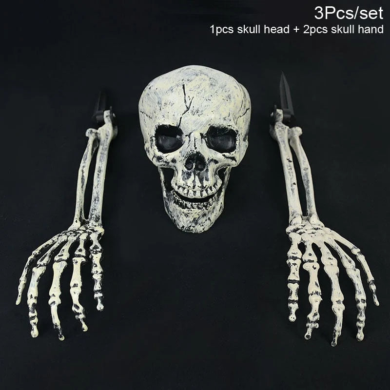 Halloween Skull & Skeleton Hand Decorations Lightweight Plastic Outdoor-Ready