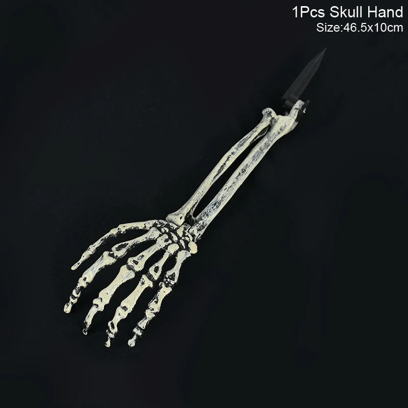 Halloween Skull & Skeleton Hand Decorations Lightweight Plastic Outdoor-Ready