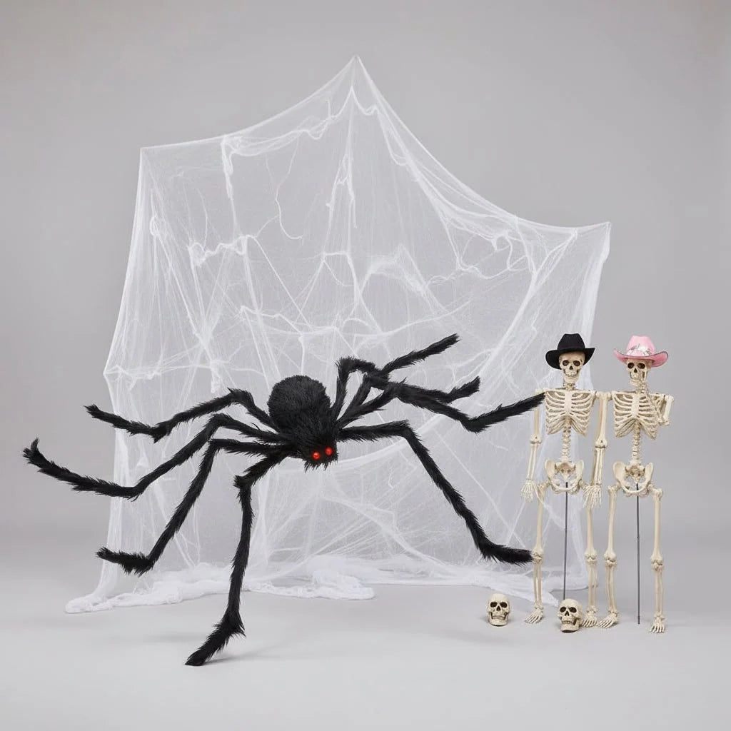 Halloween Spider Decoration Poseable With 200-Inch Web
