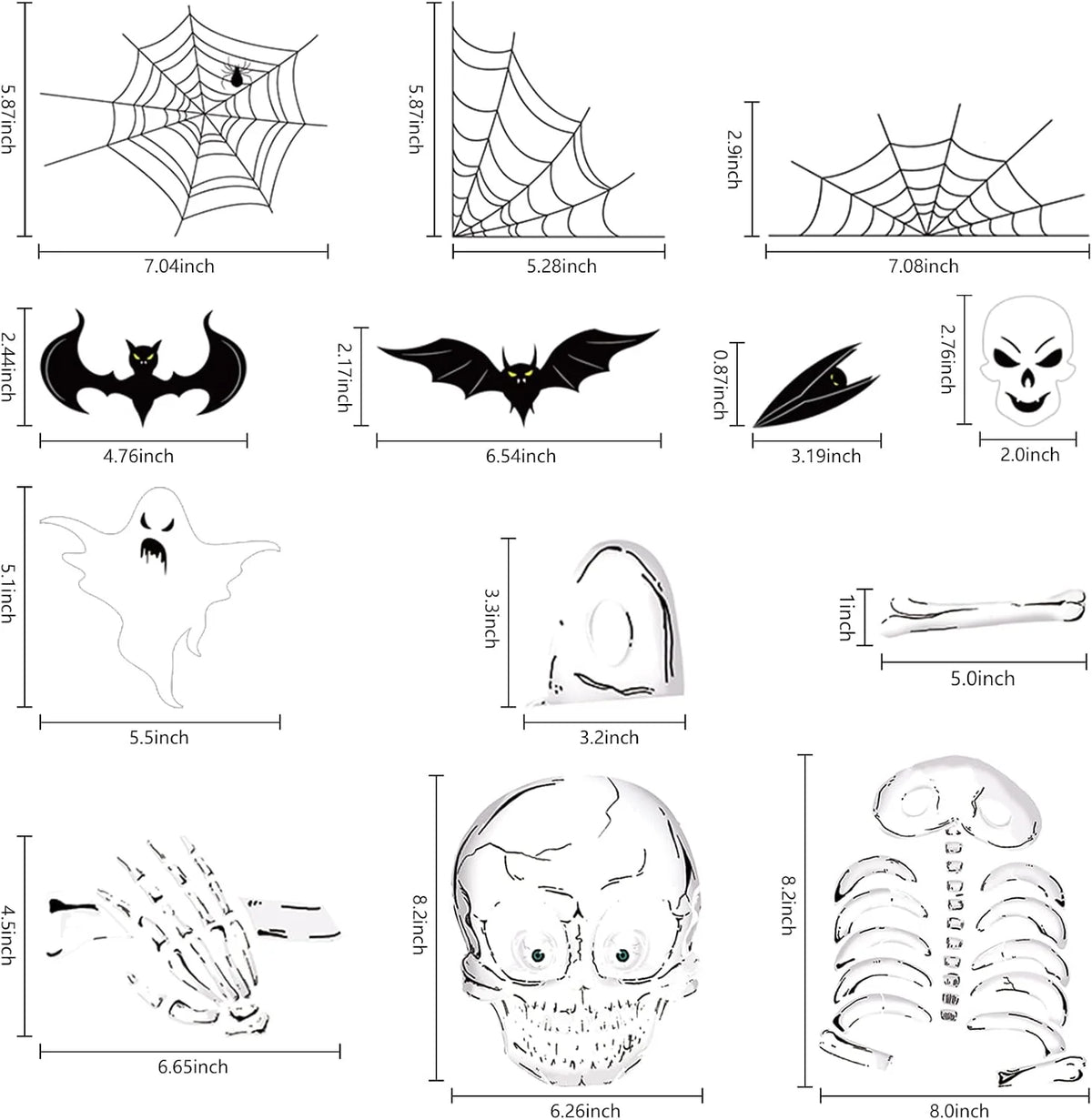 Halloween Window Clings Double-Sided Reusable Set of 140