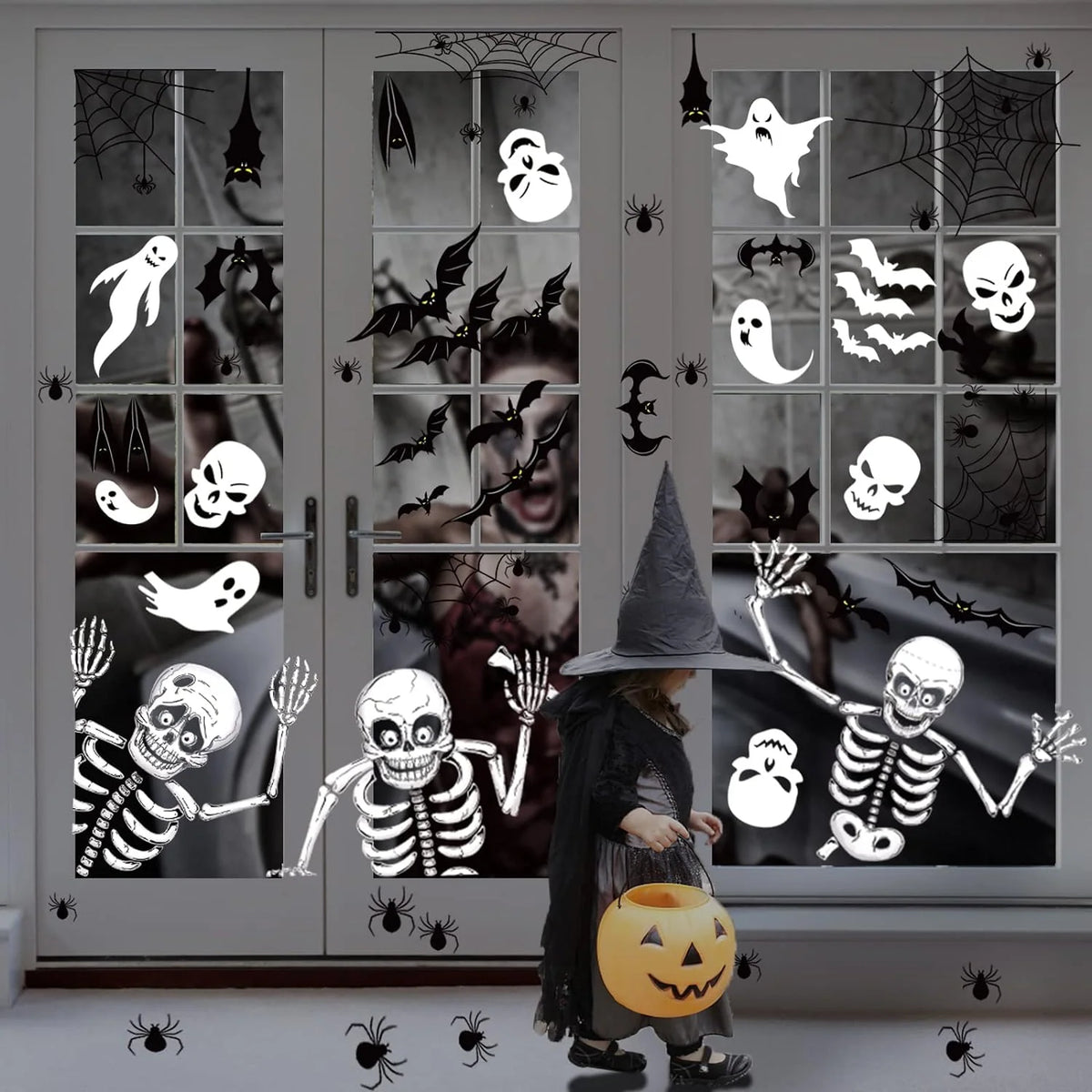 Halloween Window Clings Double-Sided Reusable Set of 140