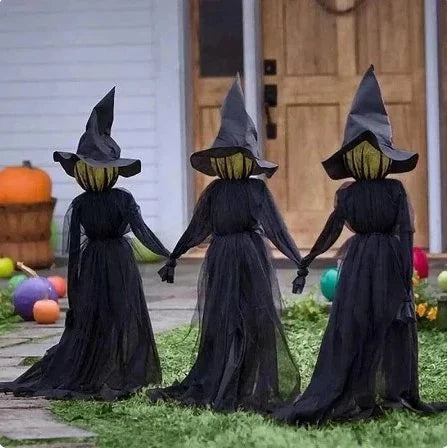 Halloween Witch Stake Lighted Sound-Responsive Battery-Powered