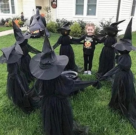 Halloween Witch Stake Lighted Sound-Responsive Battery-Powered