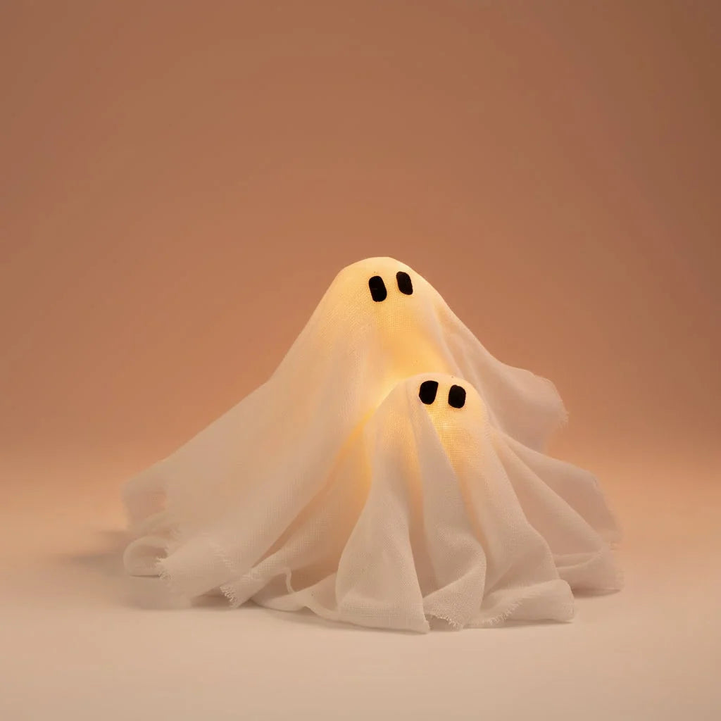 Halloween Wreath Gauze Ghosts Warm Battery-Operated LED Lights