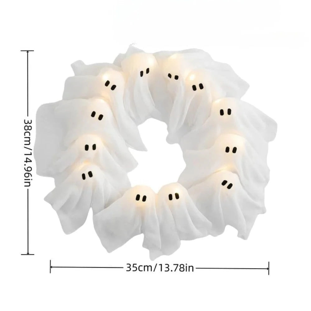 Halloween Wreath Ghost Design Battery-Operated LED Lights