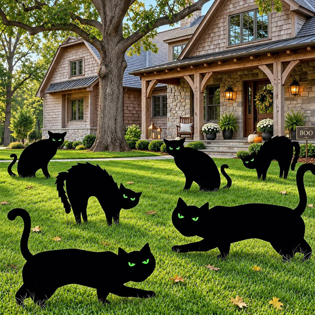 Halloween Yard Signs Glow-in-the-Dark Eyes Weather-Resistant Set of 6