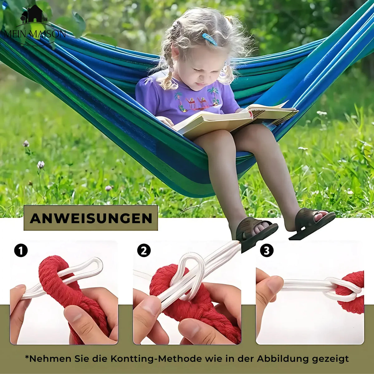 Hammock Cotton Canvas Anti-Slip 441 lb Capacity