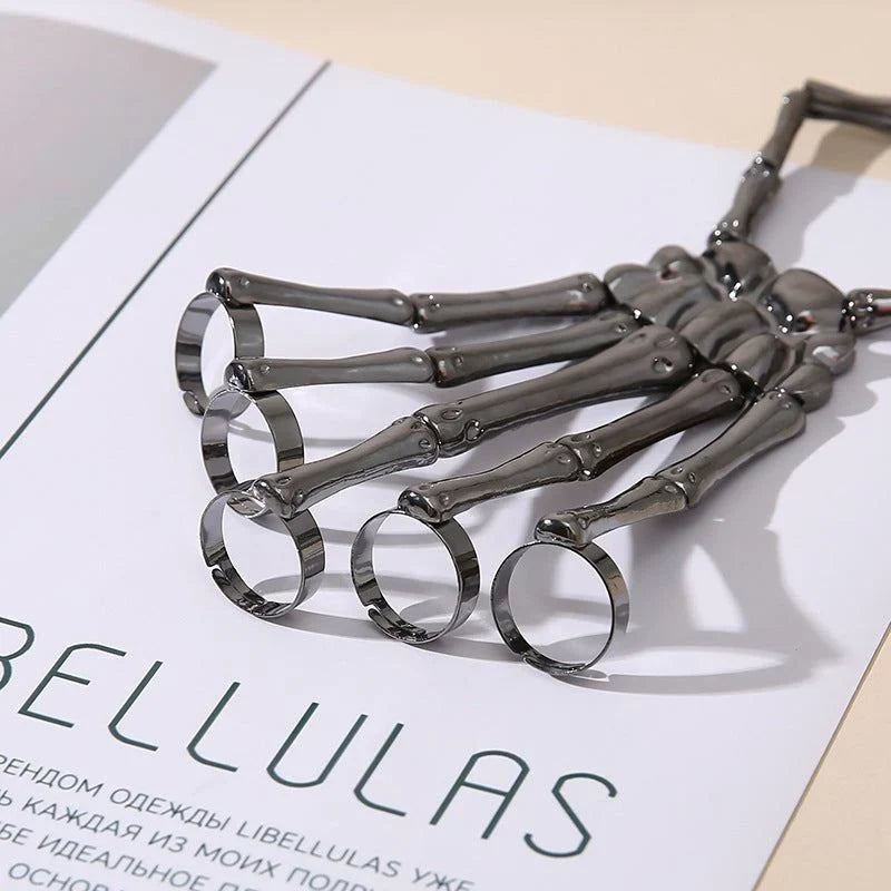 Hand Chain Bracelet Metal Skeleton Design Adjustable Flexible Links