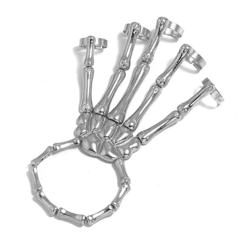 Hand Chain Bracelet Metal Skeleton Design Adjustable Flexible Links