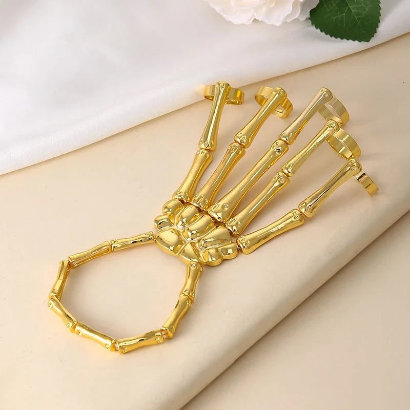 Hand Chain Bracelet Metal Skeleton Design Adjustable Flexible Links