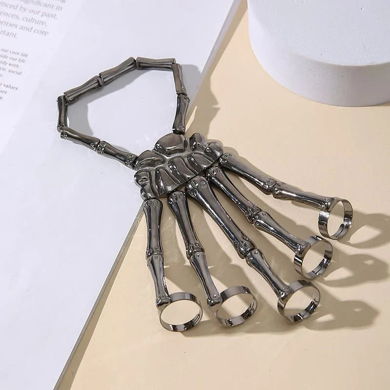 Hand Chain Bracelet Metal Skeleton Design Adjustable Flexible Links