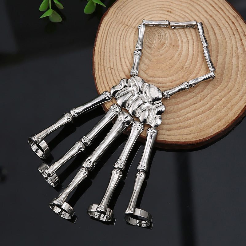 Hand Chain Bracelet Metal Skeleton Design Adjustable Flexible Links