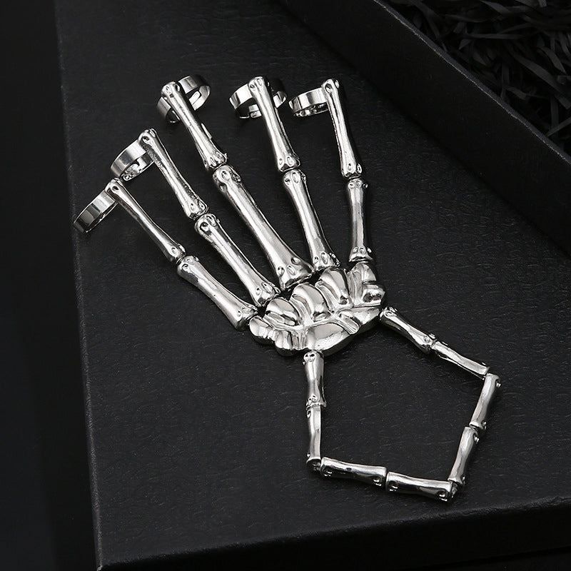 Hand Chain Bracelet Metal Skeleton Design Adjustable Flexible Links