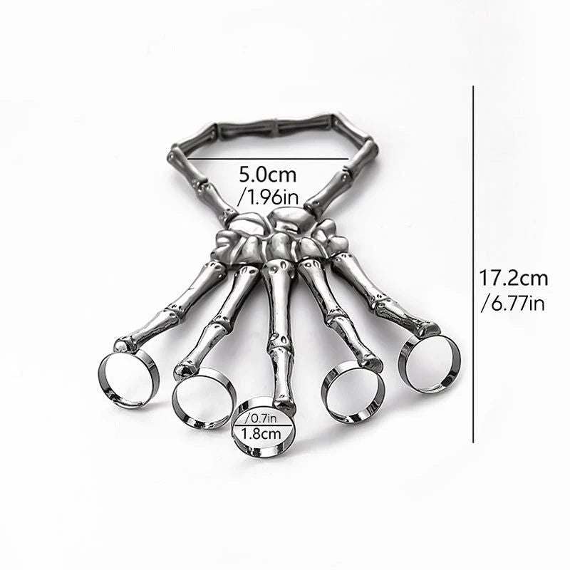 Hand Chain Bracelet Metal Skeleton Design Adjustable Flexible Links