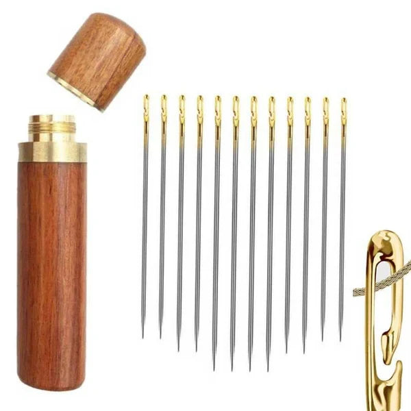 Hand Sewing Needles Side-Slot Self-Threading Stainless Steel Set of 30