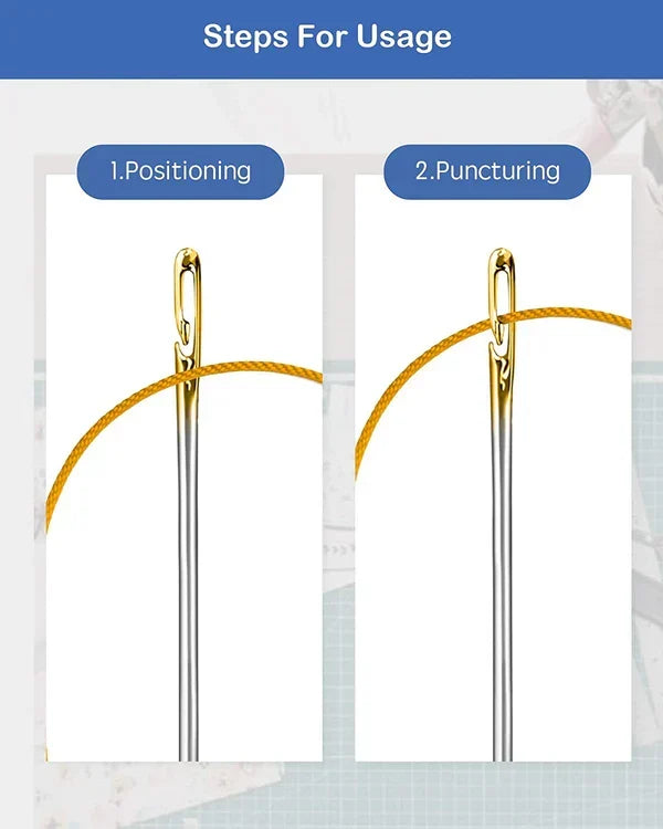 Hand Sewing Needles Side-Slot Self-Threading Stainless Steel Set of 30