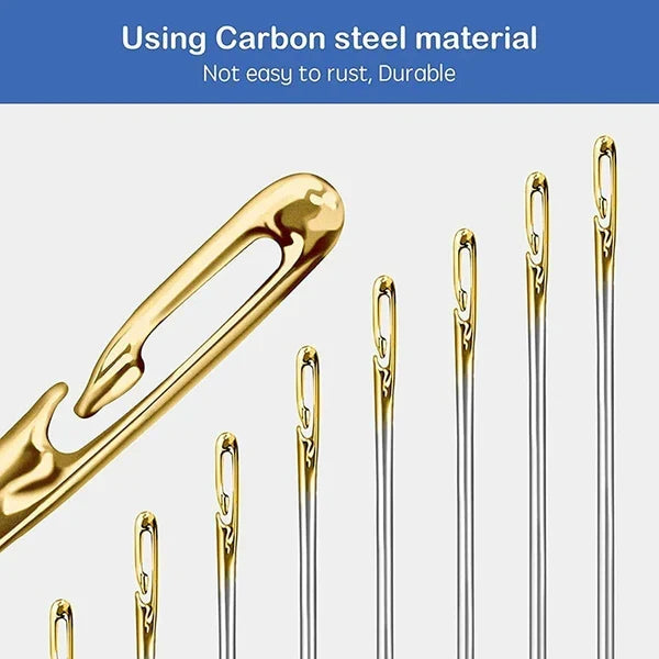Hand Sewing Needles Side-Slot Self-Threading Stainless Steel Set of 30