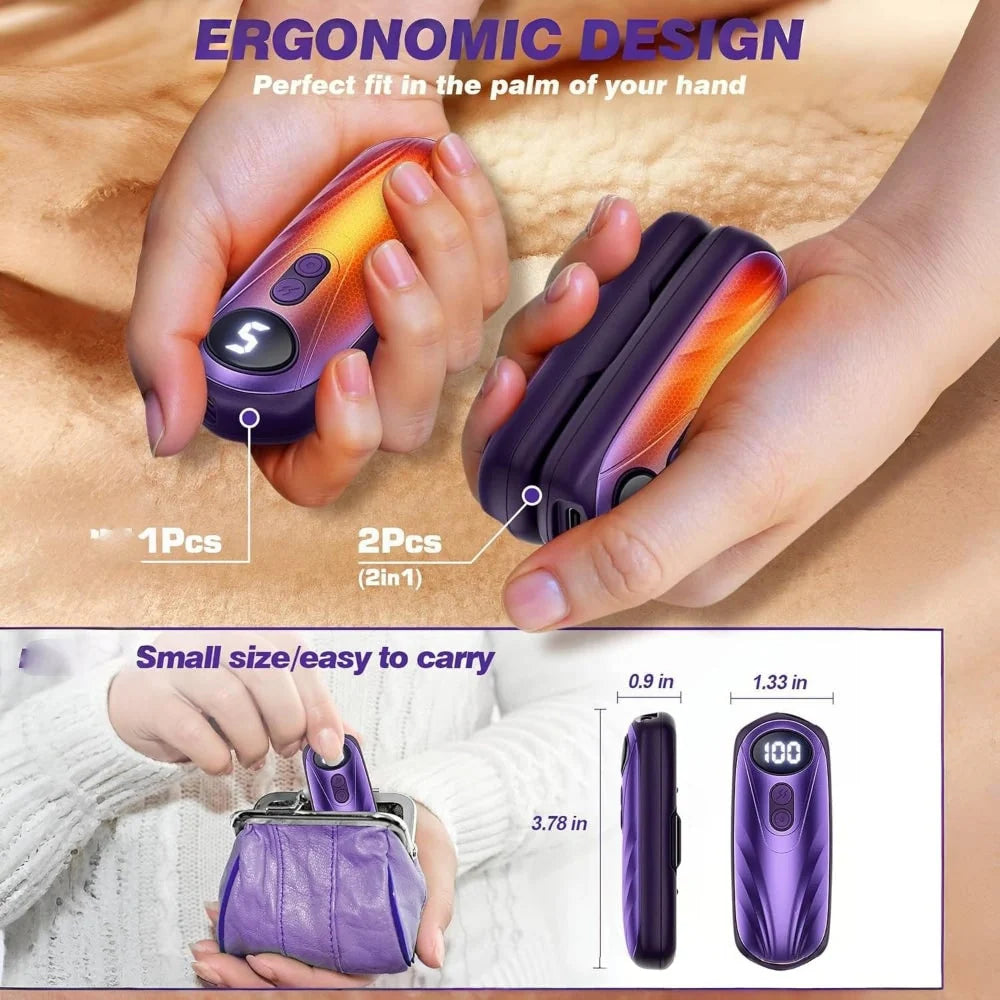 Hand Warmers Rechargeable Digital Display Set of 2