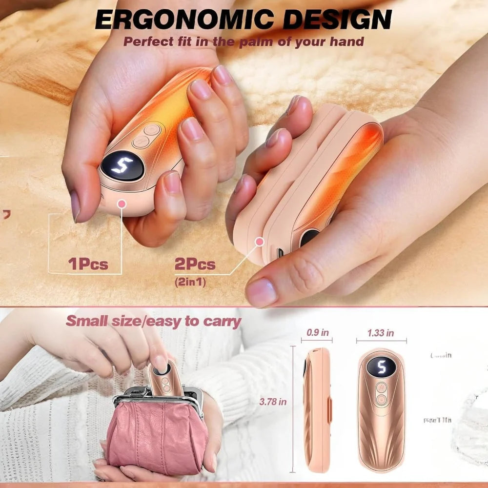 Hand Warmers Rechargeable Digital Display Set of 2