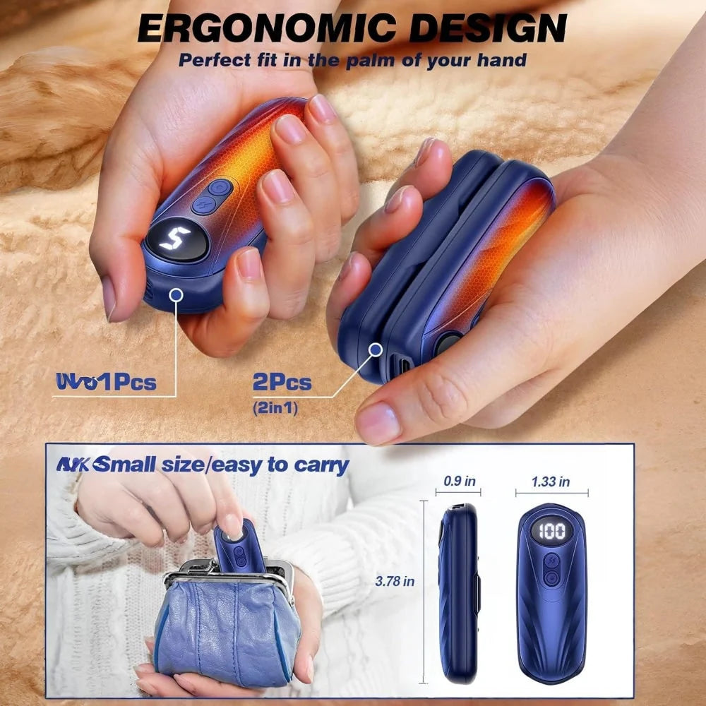 Hand Warmers Rechargeable Digital Display Set of 2