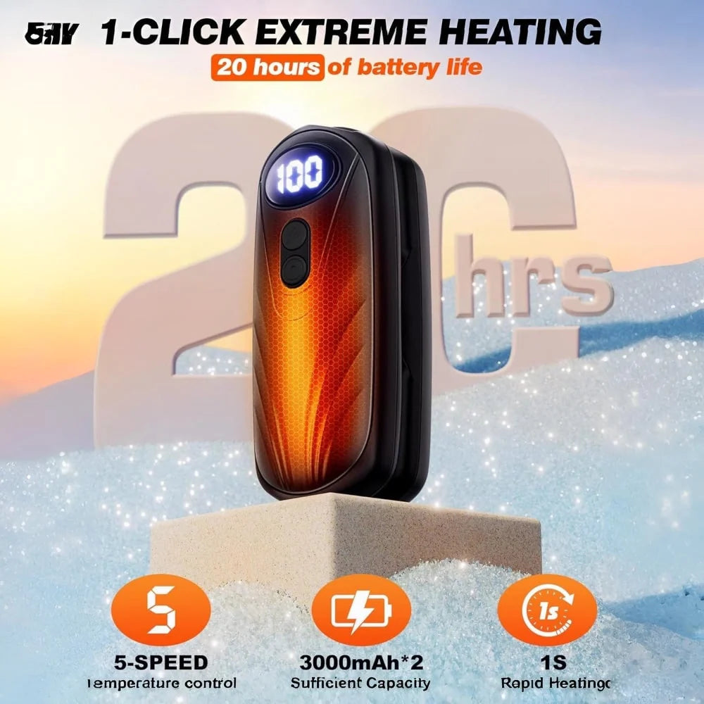 Hand Warmers Rechargeable Digital Display Set of 2