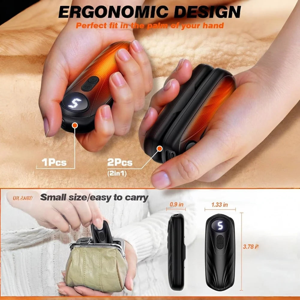 Hand Warmers Rechargeable Digital Display Set of 2