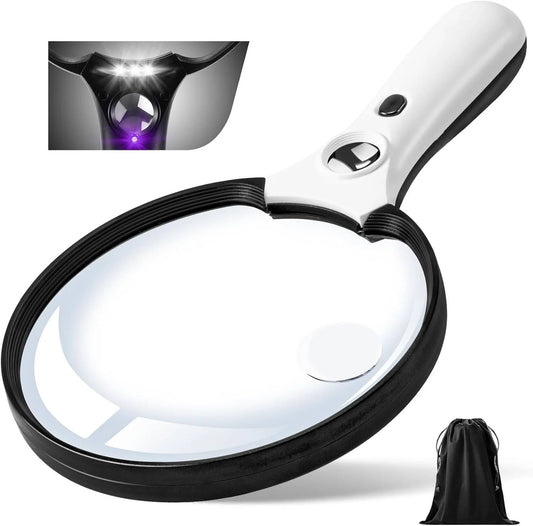 Handheld Magnifying Glass LED & UV Light Multiple Magnifications