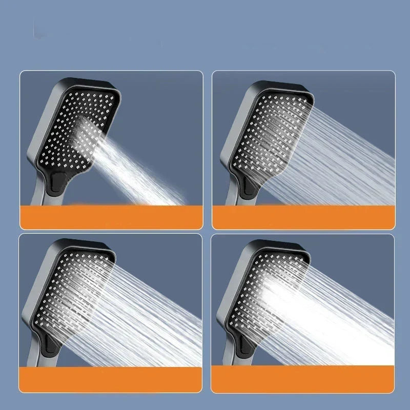 Handheld Shower Head Pressure-Boosting 4 Spray Modes Finger-Clean Nozzles