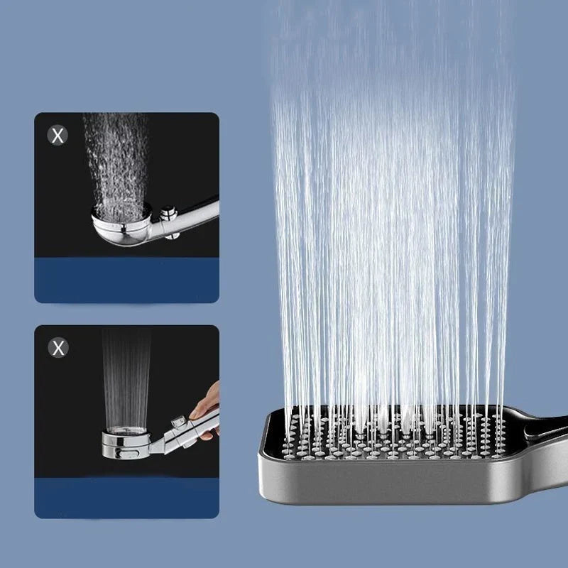 Handheld Shower Head Pressure-Boosting 4 Spray Modes Finger-Clean Nozzles