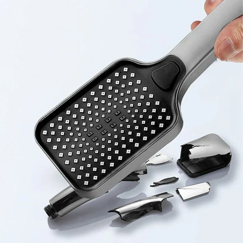 Handheld Shower Head Pressure-Boosting 4 Spray Modes Finger-Clean Nozzles