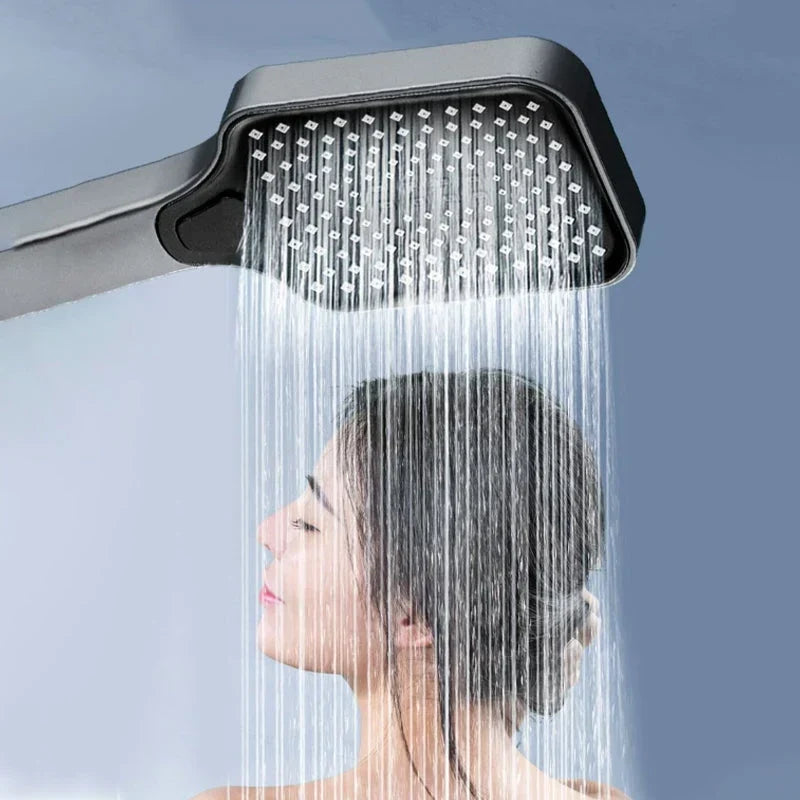 Handheld Shower Head Pressure-Boosting 4 Spray Modes Finger-Clean Nozzles
